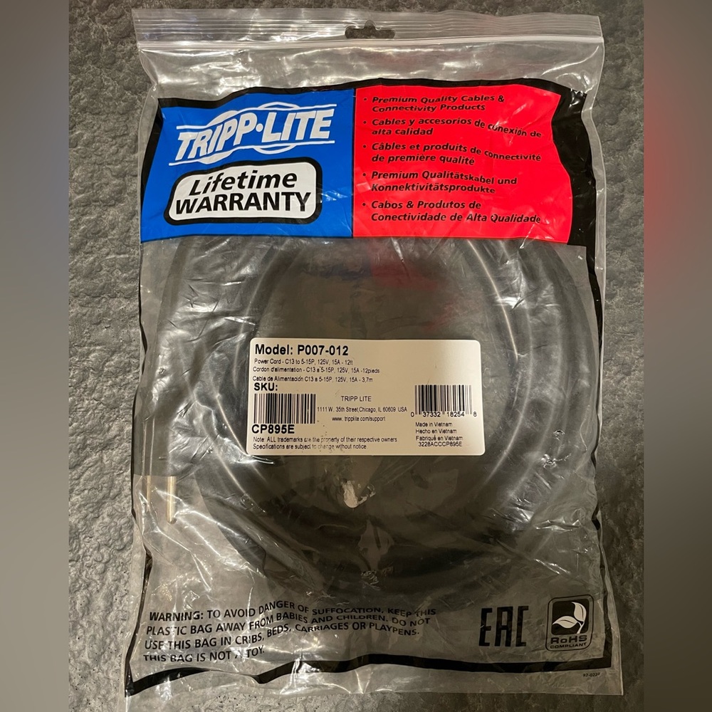 Tripp-Lite 12 Ft Power Cord